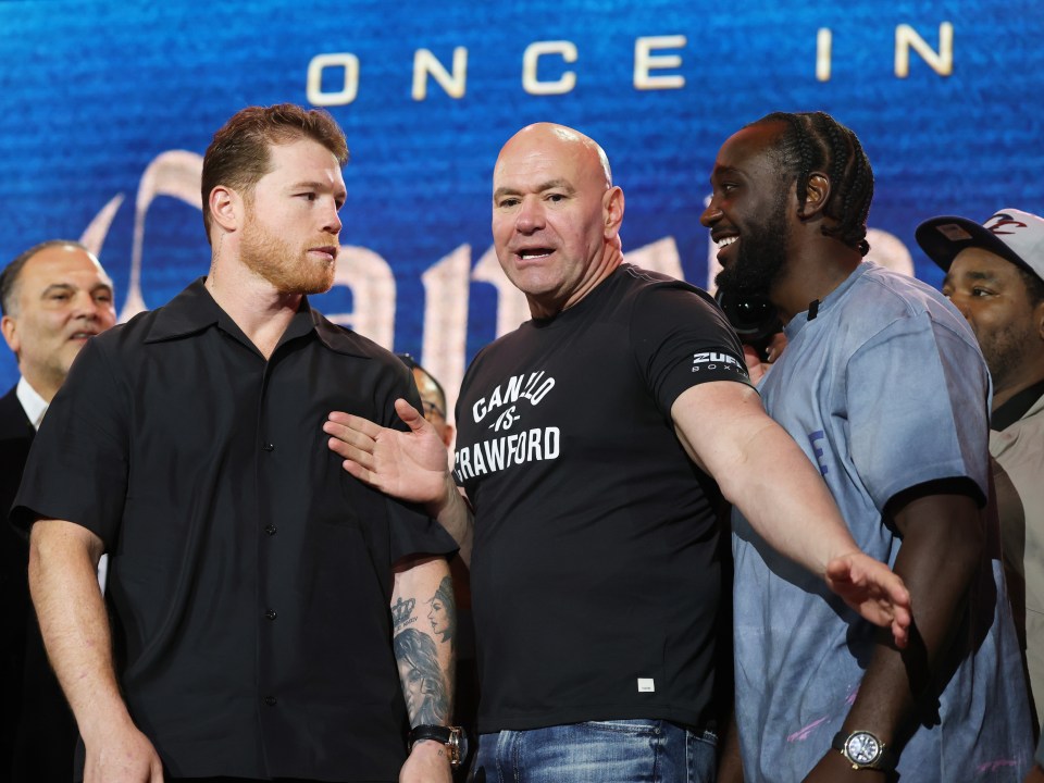 The UFC boss' role as promoter for boxing's biggest night in years with Canelo, left, fighting Crawford, right, has been 35 years in the making