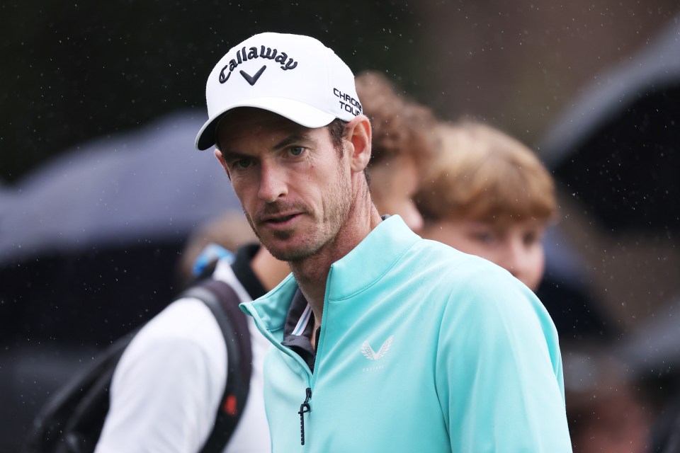 VIRGINIA WATER, ENGLAND - SEPTEMBER 10: Former tennis player Andy Murray looks on from the 18th green during the Pro-Am ahead of the BMW PGA Championship 2025 at Wentworth Golf Club on September 10, 2025 in Virginia Water, England. (Photo by Warren Little/Getty Images)